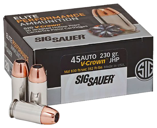 Sig Sauer Elite V-Crown 45 ACP, 200gr, JHP, 20rd Box