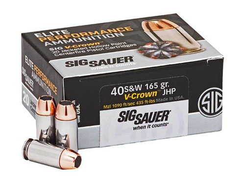 Sig Sauer Elite V-Crown 40 S&W, 165gr, JHP, 20rd Box