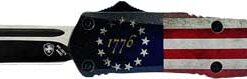TEMPLAR KNIFE LARGE OTF BETSY - ROSS FLAG 3.5" BLACK DROP PNT