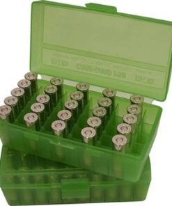 MTM CASE GARD FLIP-TOP BOX CARTRIDG 9MM/380 50RD CLR/GRN ( 24 PER CASE )