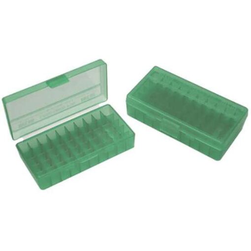 MTM CASE GARD FLIP-TOP BOX CARTRIDG 9MM/380 50RD GREEN ( 24 PER CASE )