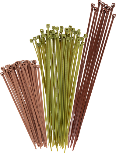 ALLEN NYLON CABLE TIES 100PK - ASSORTED GREEN/BROWN/TAN