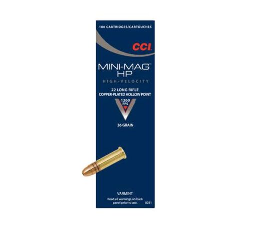 CCI  MINIMAG  AMO 22LR 36GR HP 100RD (5 PER SLEEVE 50 BOX CASE)