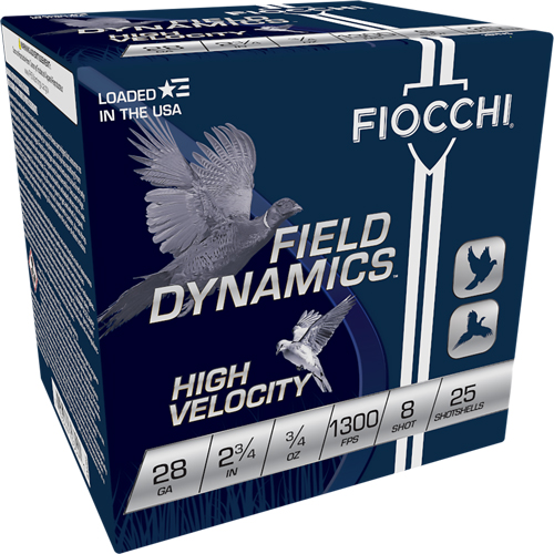 FIOCCHI 28GA 2.75" 3/4OZ #8 - 1300FPS 25RD 10BX/CS 1 FIOCCHI 28GA 2.75" 3/4OZ #8 - 1300FPS 25RD 10BX/CS