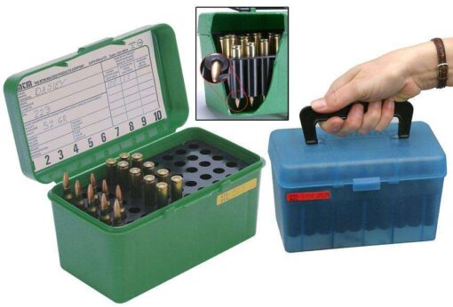 MTM CASE GARD DLX W/HANDLE BOX CARTRIDG 204 RUGER/223 50RD CLR BLUE ( 12 PER CASE )