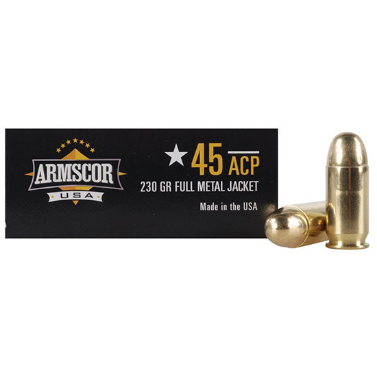 ARMSCOR .45ACP, 230gr, FMJ, Brass Case, 50rd Box