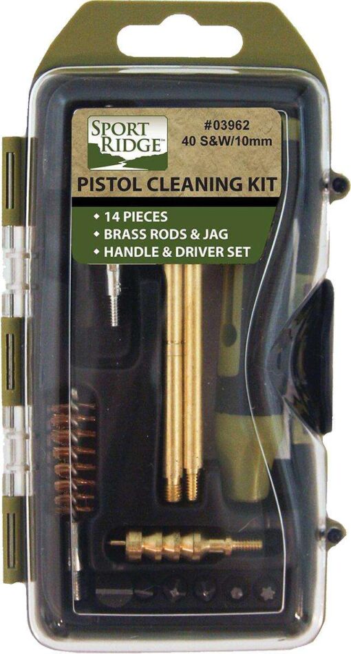 SPORT RIDGE 14 PC. PISTOL CLEANING KIT 40CAL/10MM HARD CASE