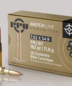 PPU Match Rifle Ammunition 7.62mm x 54R Match 182 gr FMJ-BT 2625 fps 20/ct