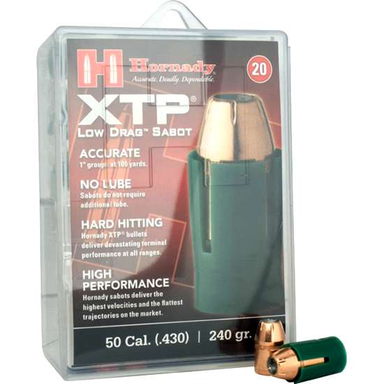 HORNADY BULLET 50 CAL M/L SABOT 44/240GR XTP HP 20-RD ( 10 PER CASE )