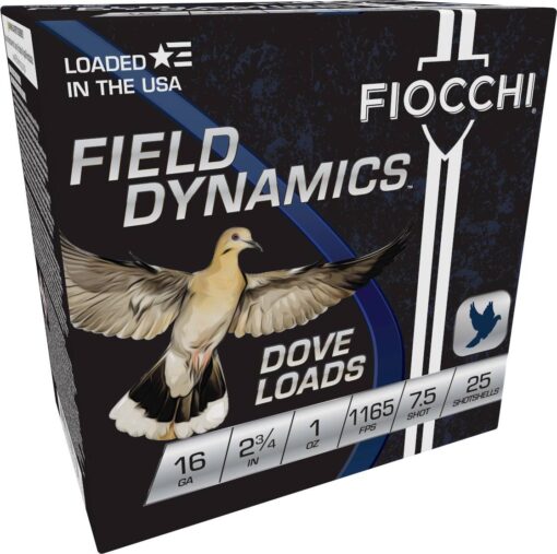 FIOCCHI DOVE&QUAIL AMO 16GA 2.75 IN 1 OZ #7.5 1165FPS 25-RD ( 10 BOXES PER CASE )