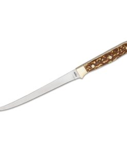 Schrade Uncle Henry Next Gen 167UH Stagalong Fixed Knife 7-1/2" Fillet Blade Brown
