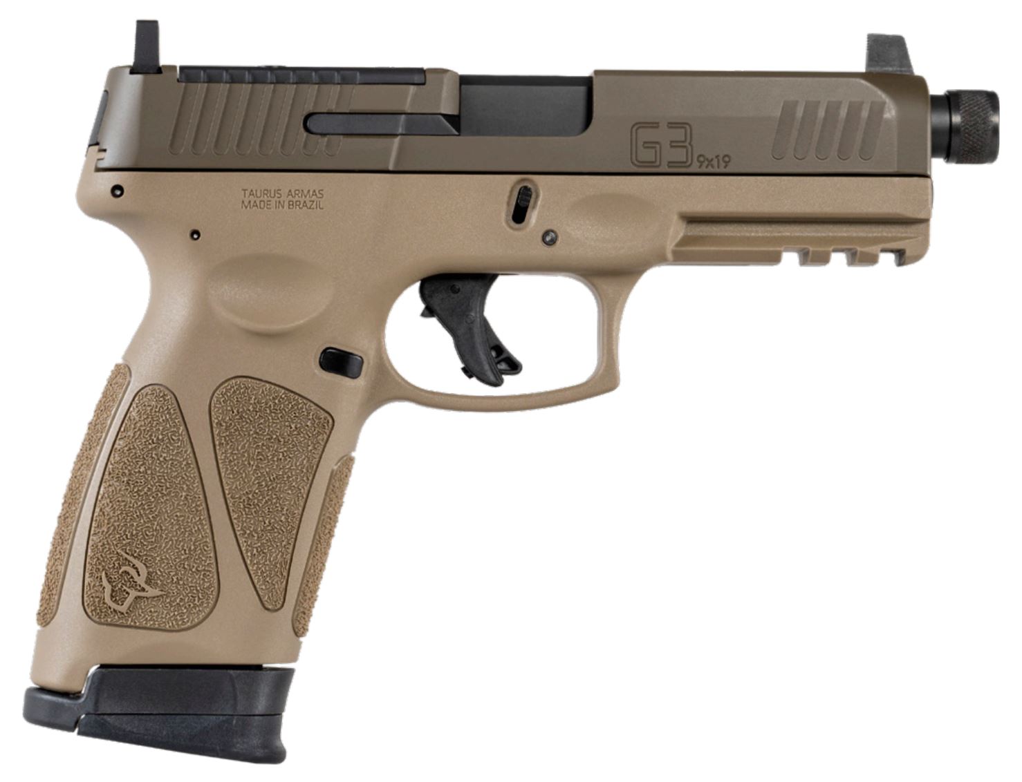 Taurus G3 T.O.R.O. Tactical Pistol - Tan / Patriot Brown | 9mm | 4.5" Barrel (Threaded) | 17rd | Co-Witness Sights | Optics Ready