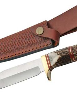 SZCO STEEL STAG 5.75" STEEL - WOLF STAG HUNTER W/SHEATH