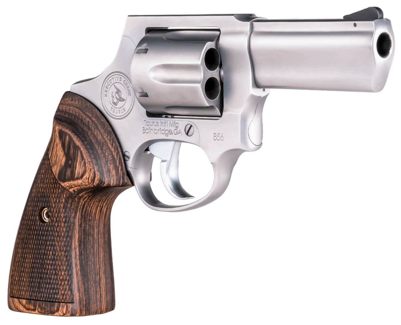 Taurus Executive Grade 856 Revolver - Stainless Steel | 38 Spl +P | 3" Barrel | 6rd | Altamont Walnut Checkered Grip | PELICAN Vault Hard Case