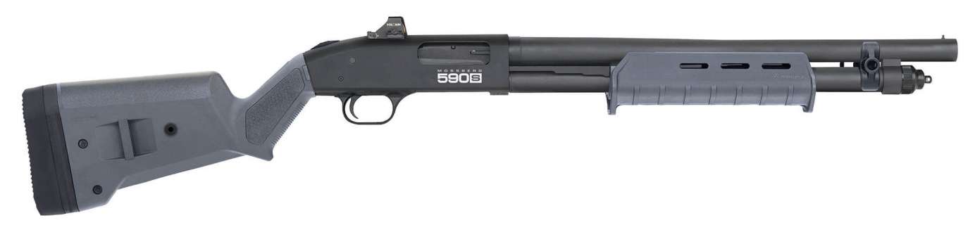 MOSSBERG 590S SGP 12GA 18.5IN BBL BEAD SIGHT BLK 10RDS MAGPUL STOCK/FOREND HS407K INSTALLED