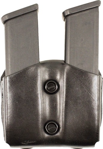 DESANTIS DOUBLE MAG POUCH OWB - LEATHER SINGLE STACK 10/45 BLK