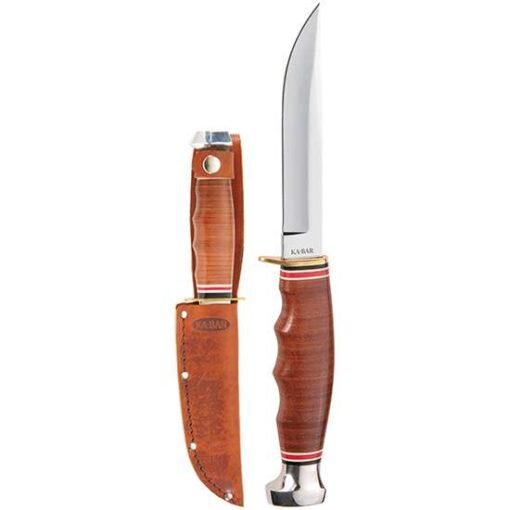 KA-BAR HUNTER KNIFE 8.125 OAL 4 IN STRAIGHT BLADE LEATHER HANDLE/ BROWN LEATHER SHEATH