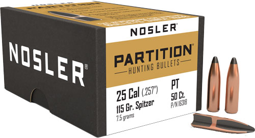 NOSLER BULLETS 25 CAL .257 - 115GR PARTITION 50CT