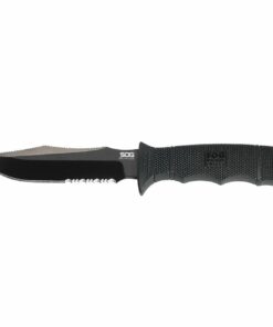 SOG SEAL Pup Elite Knife 4.85" Partially Serrated Blade Black with Nylon Sheath