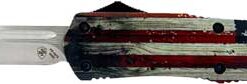 TEMPLAR KNIFE LARGE OTF WOOD - US FLAG 3.5" SILVER DROP POINT