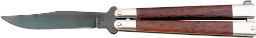 BEAR & SON BUTTERFLY KNIFE - 3.5" ROSEWOOD BLACK BLADE