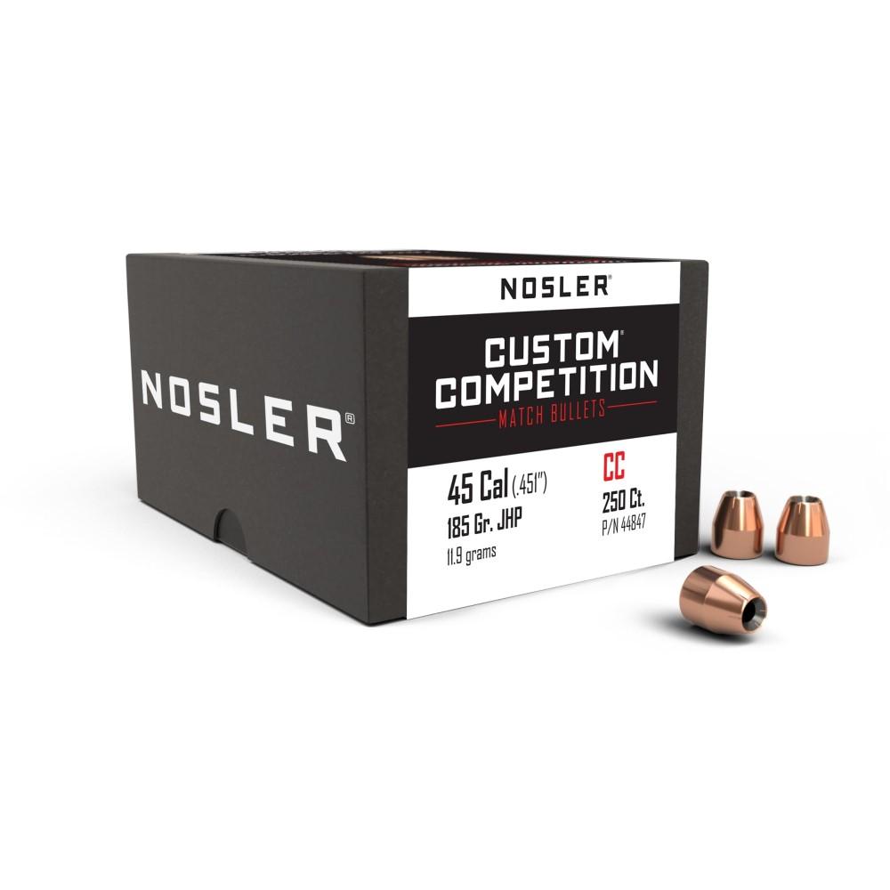 Nosler Custom Competition Bullets .45 cal .451" 185 gr JHP 250/ct 1 Nosler Custom Competition Bullets .45 cal .451" 185 gr JHP 250/ct