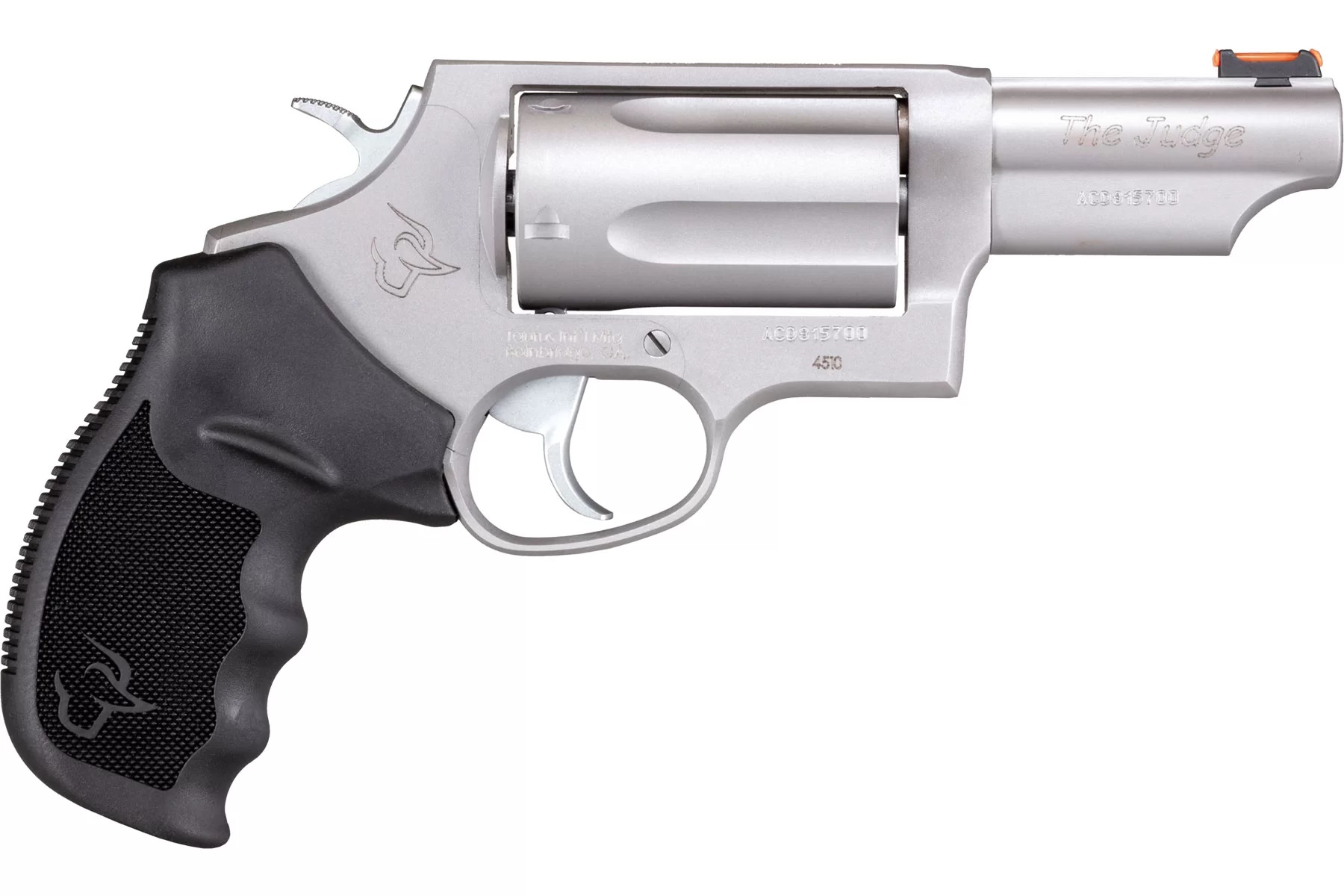 Taurus Judge Revolver - Stainless Steel | 45 Colt / 410 ga | 3" Barrel | 5rd | Rubber Grip | Fiber Optic Sight