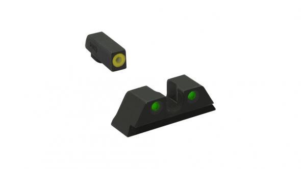 Meprolight ML40224 Hyper-Bright Yellow Ring Front/Green Rear Sights for Glock Models: 17 17L 19 22 23 24 25 31 32 33 34 35 36 37 38 39