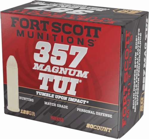 FORT SCOTT MUNITIONS LEAD FREE PISTOL AMO 357 MAG 125GR TUI BRASS CASE 20-RD ( 25 BOXES PER CASE )