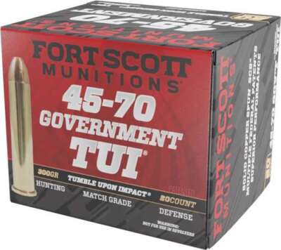FORT SCOTT MUNITIONS LEAD FREE RIFLE AMO 45-70 GOVT 300GR TUI BRASS CASE 20-RD ( 10 BOXES PER CASE )