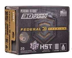 FEDERAL PREMIUM AMO 30 SUPER CARRY 100GR HST JHP 20RD (10 BOX CASE)