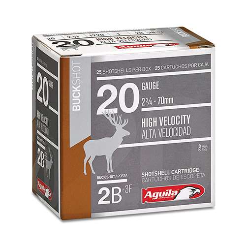 AGUILA BUCKSHOT AMO 20GA #2 BUCK 2-3/4IN 1OZ. 25RD 1220FPS (10 BOXES PER CASE)
