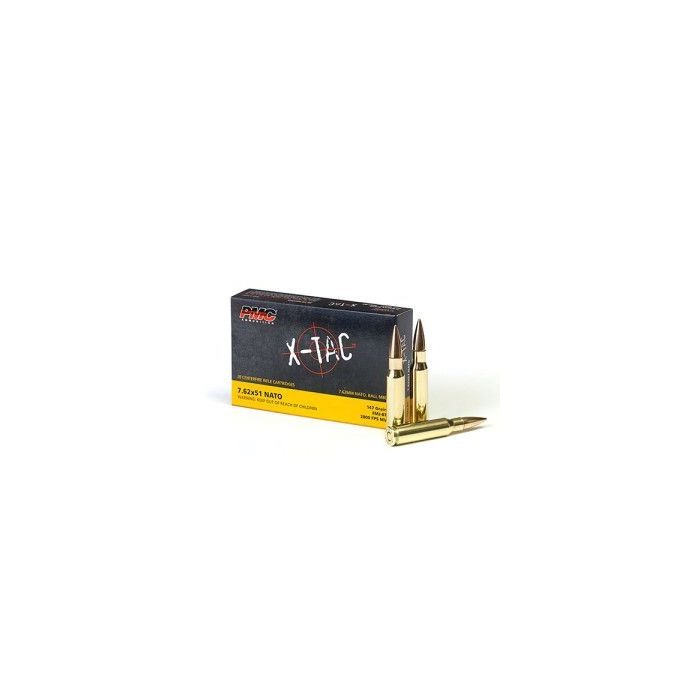 PMC X-TAC 7.62NATO Rifle Ammo - 147 Grain | FMJ-BT | 20rd Box