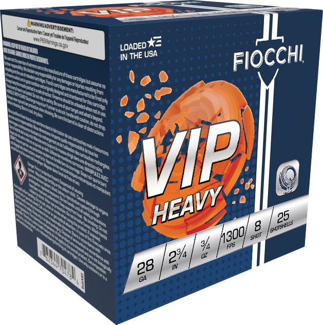 FIOCCHI VIP TAGET LOAD AMO 28GA 23/4" 3/4OZ #8 1300FPS (10 BOX CASE)