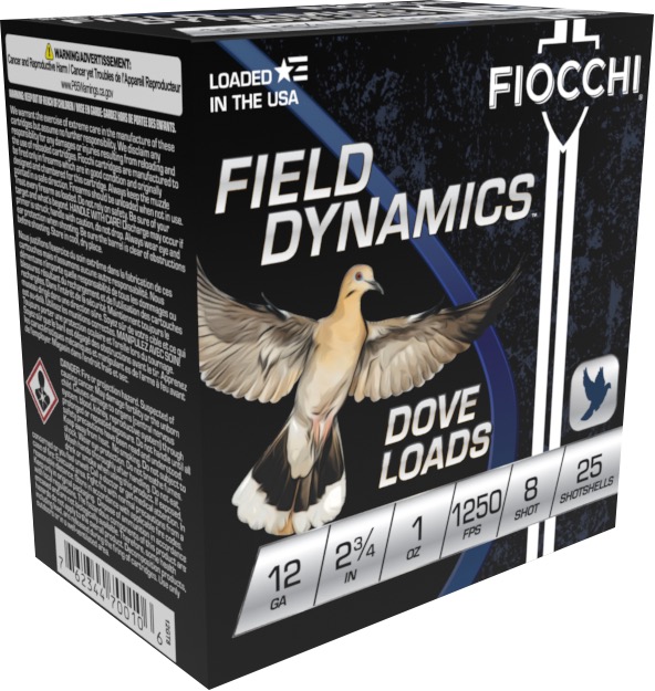 FIOCCHI DOVE&QUAIL AMO 12GA 2.75 IN 1 OZ #8 1250FPS 25-RD ( 10 BOXES PER CASE )