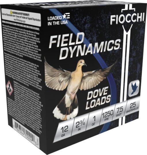 FIOCCHI DOVE&QUAIL AMO 12GA 2.75 IN 1 OZ #7.5 1250FPS 25-RD ( 10 BOXES PER CASE )