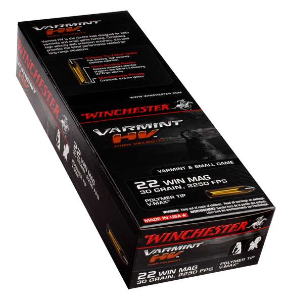 WINCHESTER VARMINT HV AMO 22 WMR 30GR V-MAX 50RD (20 BOX CASE)