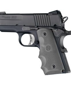 Hogue 1911 Officer Rubber Handgun Grips with Finger Grooves Slate Grey