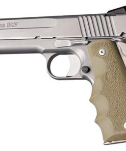 Hogue 1911 Govt. Model Flat Dark Earth Rubber Grip with Finger Grooves