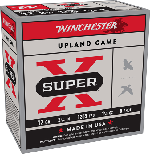 WINCHESTER SUPER-X 12GA 2.75" - 1255FPS 1-1/8OZ #8 250RD CASE 1 WINCHESTER SUPER-X 12GA 2.75" - 1255FPS 1-1/8OZ #8 250RD CASE