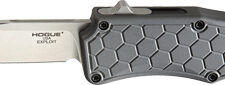 HOGUE EXPLOIT 3.5" OTF AUTO - ALUMINUM CLIP POINT BLADE GREY