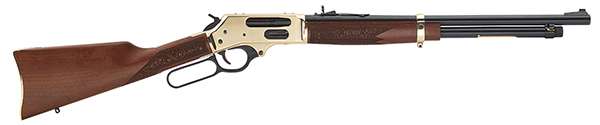 HENRY BRASS SIDE GATE LEVER ACTION RIFLE RIL 45-70 20 IN BBL BLUE/WALNUT 4 RD