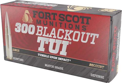FORT SCOTT MUNITIONS LEAD FREE RIFLE AMO 300 BLACKOUT 115GR TUI BRASS CASE 20-RD ( 25 BOX PER CASE )
