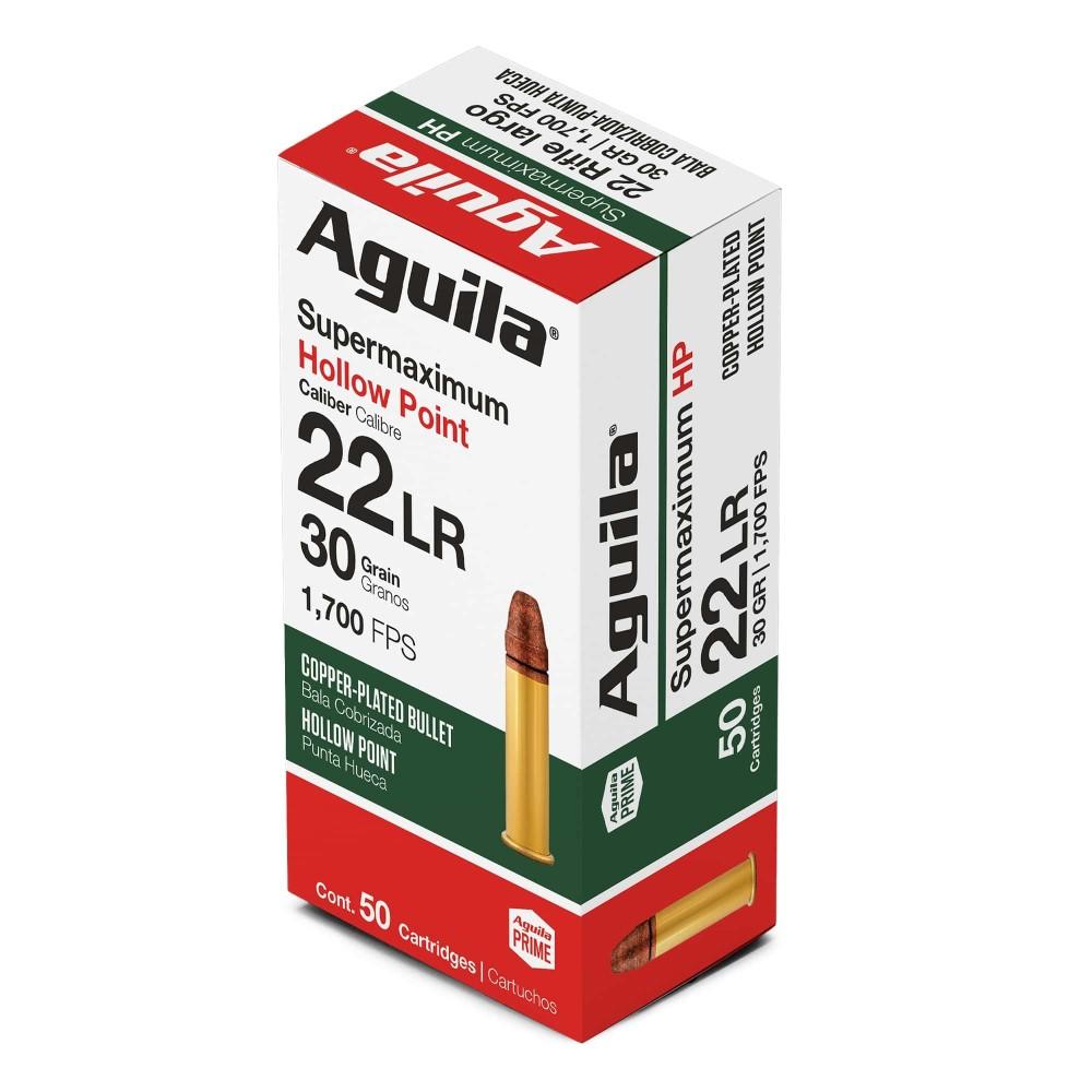 Aguila Super Maximum Rimfire Ammuntion .22 LR 30 gr HP 1700 fps 50/rd