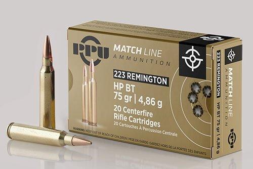 PPU Match Rifle Ammunition .223 Rem Match 75 gr HPBT 2720 fps 20/ct 1 PPU Match Rifle Ammunition .223 Rem Match 75 gr HPBT 2720 fps 20/ct