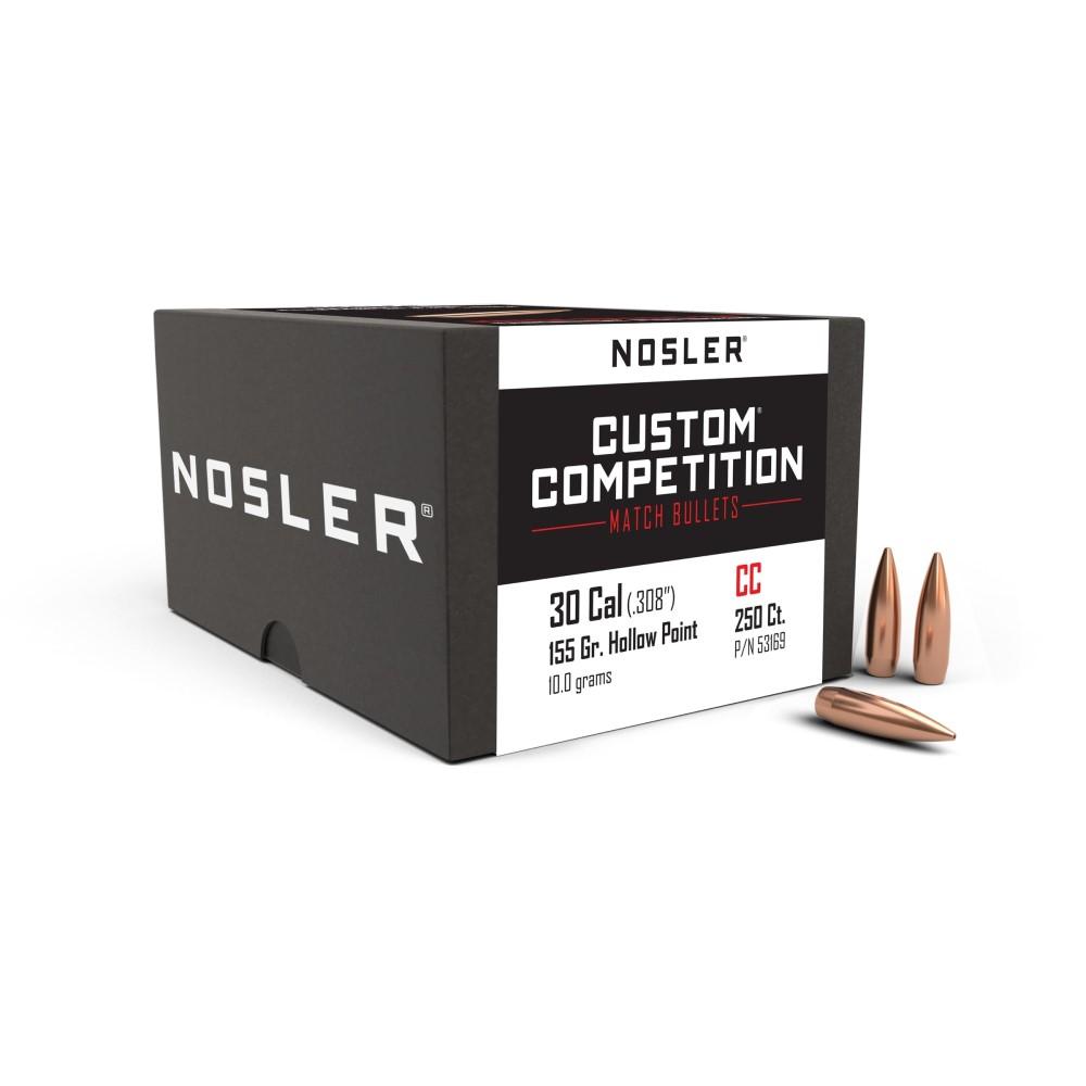 Nosler Custom Competition Bullets .30 cal .308" 155 gr HPBT 250/ct 1 Nosler Custom Competition Bullets .30 cal .308" 155 gr HPBT 250/ct