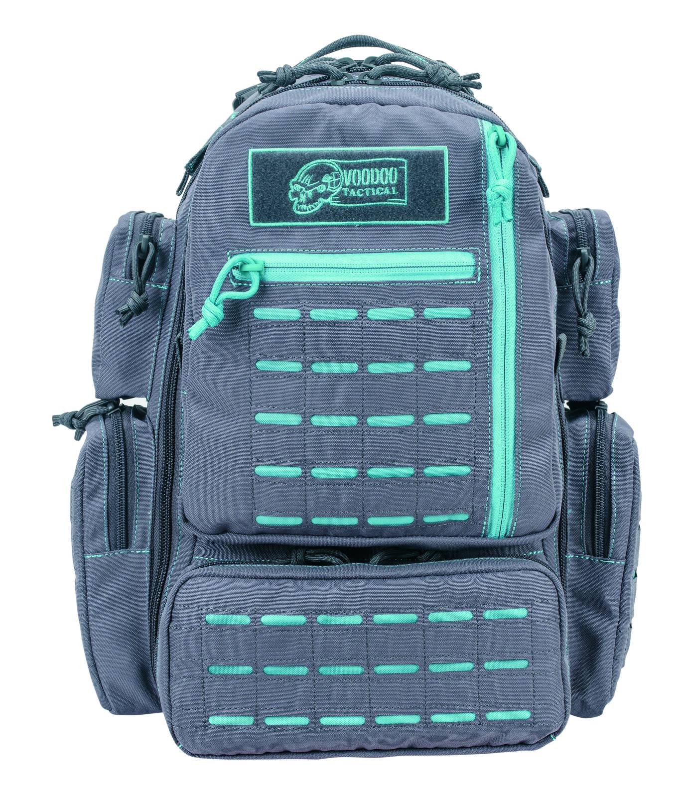 VOODOO TACTICAL MINI TOBAGO PACK WITH DIE CUT MOLLE (GRAY WITH TEAL STITCHING)