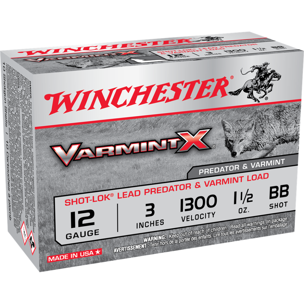 Winchester Varmint X Shot-Lok Shotshells 12 ga 3" 1-1/2 oz 1300 fps BB 10/ct 1 Winchester Varmint X Shot-Lok Shotshells 12 ga 3" 1-1/2 oz 1300 fps BB 10/ct