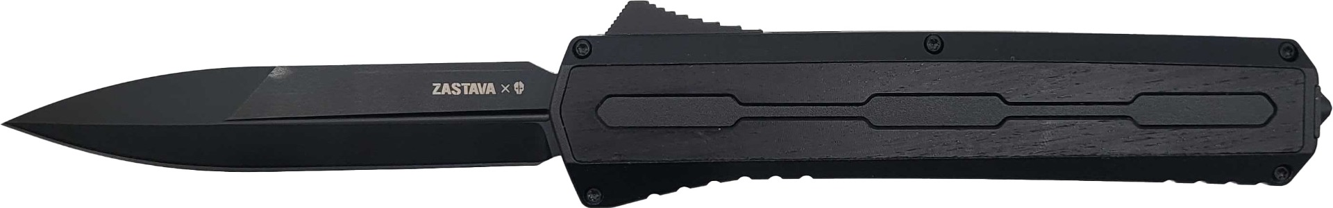 Zastava A7 OTF Knife - Tactical Black Wood | S35VN Spear Point Blade