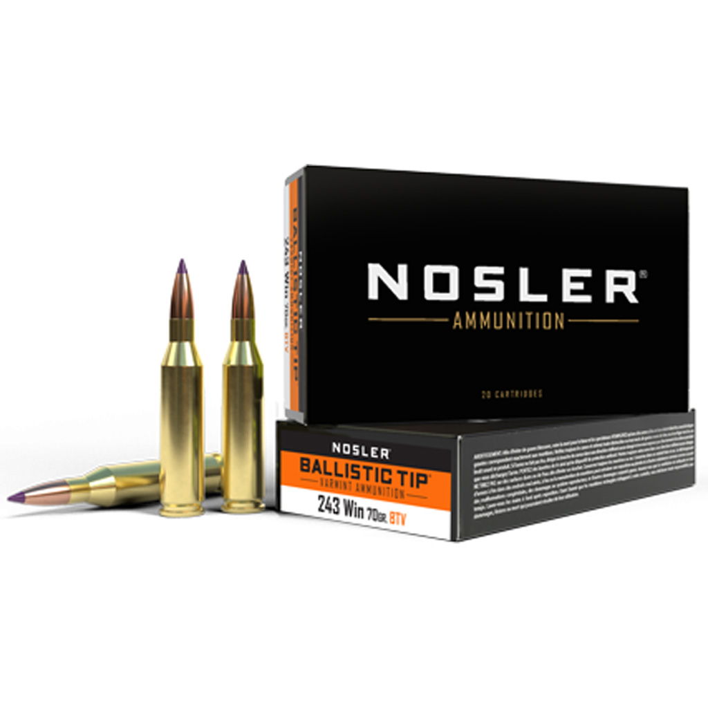 Nosler Ballistic Tip Rifle Ammunition 243 Win 70 gr. SP 20 rd. 1 Nosler Ballistic Tip Rifle Ammunition 243 Win 70 gr. SP 20 rd.